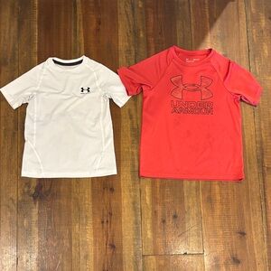 Under Armour Kids' Red and White Short Sleeve Tees